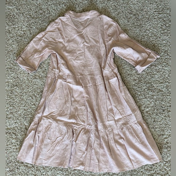 Ripe Maternity Women’s Adel Linen Blend Soft Pink Flowy Shirt Dress. Size M. NWT - Picture 8 of 12